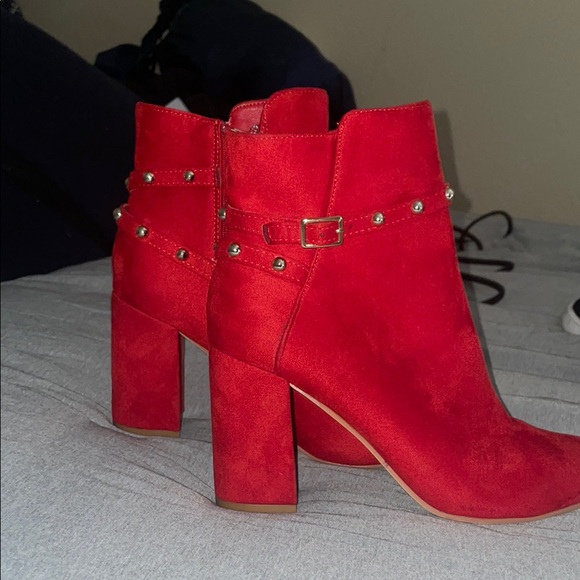 Elegant Red Ankle Boots with Pearl Detailing 
fort collins co ! - Picture 4 of 4